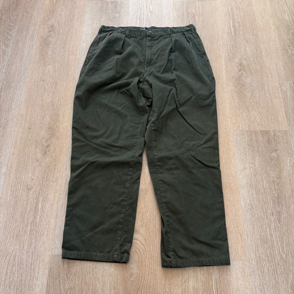 VTG Polo Ralph Lauren Chino Pants Mens 38x34 Green Pleated Cotton Made in USA